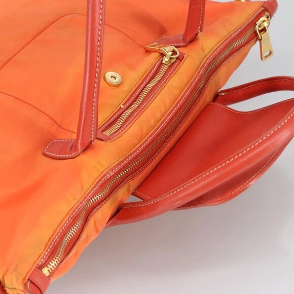 PRADA Hand Bag Nylon Leather 2way Orange Auth 99127 - Picture 7 of 16